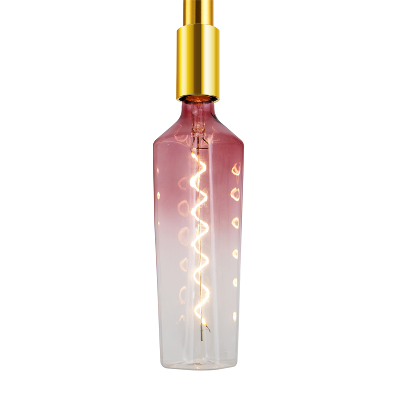 Whisky színátmenet rózsaszínű 4w-os alakú multi színes dekorációs divatos spirál izzólámpa